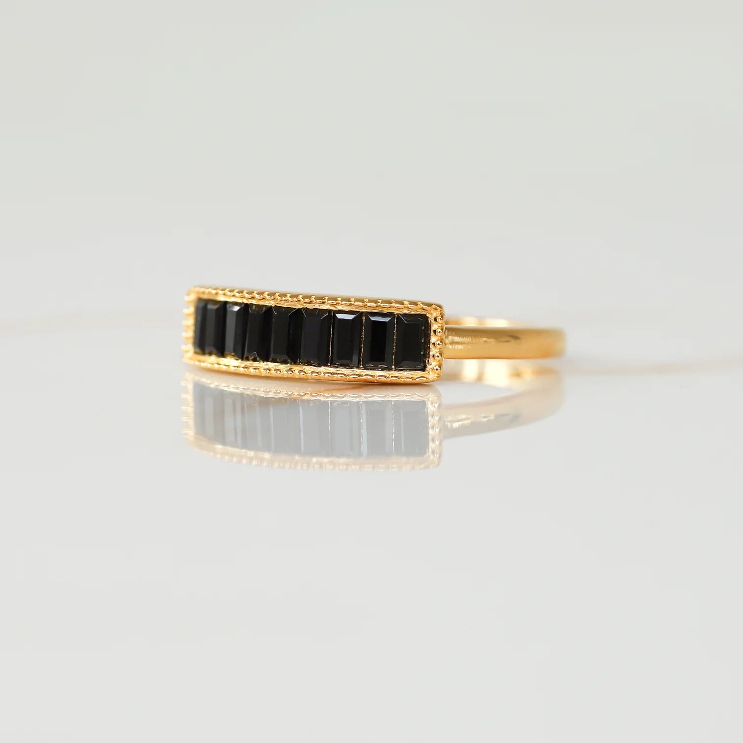 Gail Black Spinel Baguette Ring