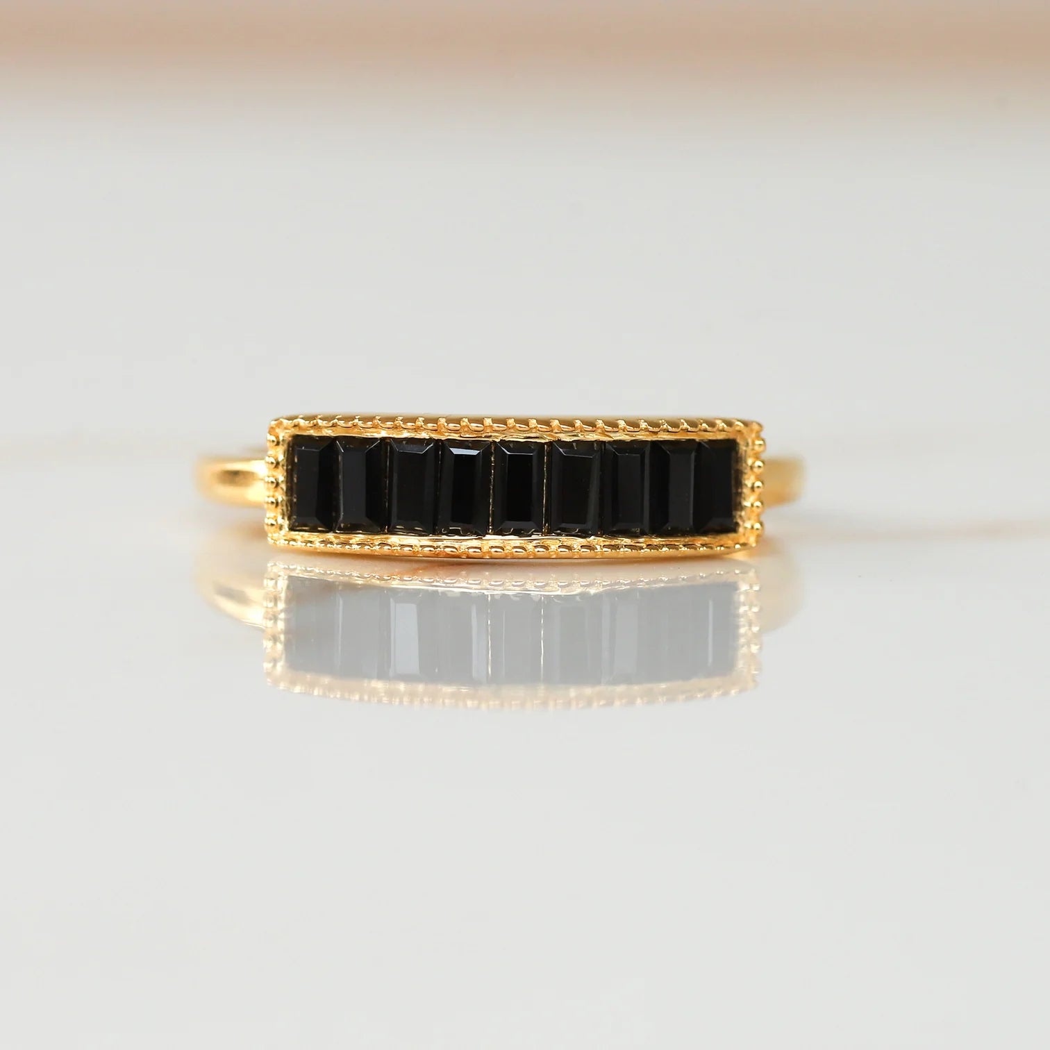 Gail Black Spinel Baguette Ring