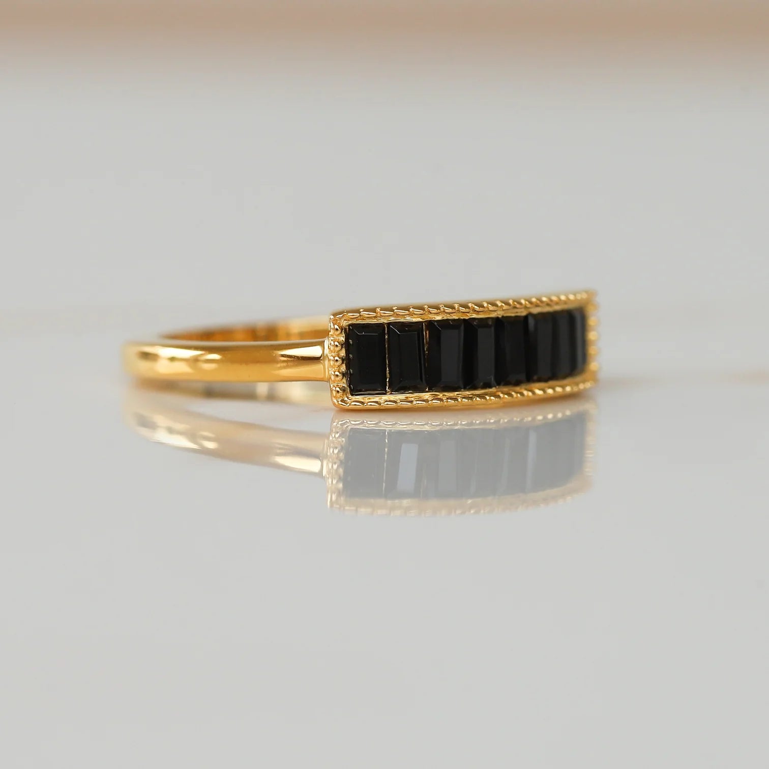 Gail Black Spinel Baguette Ring