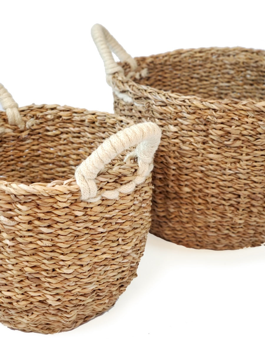 Savar Basket with White Handle