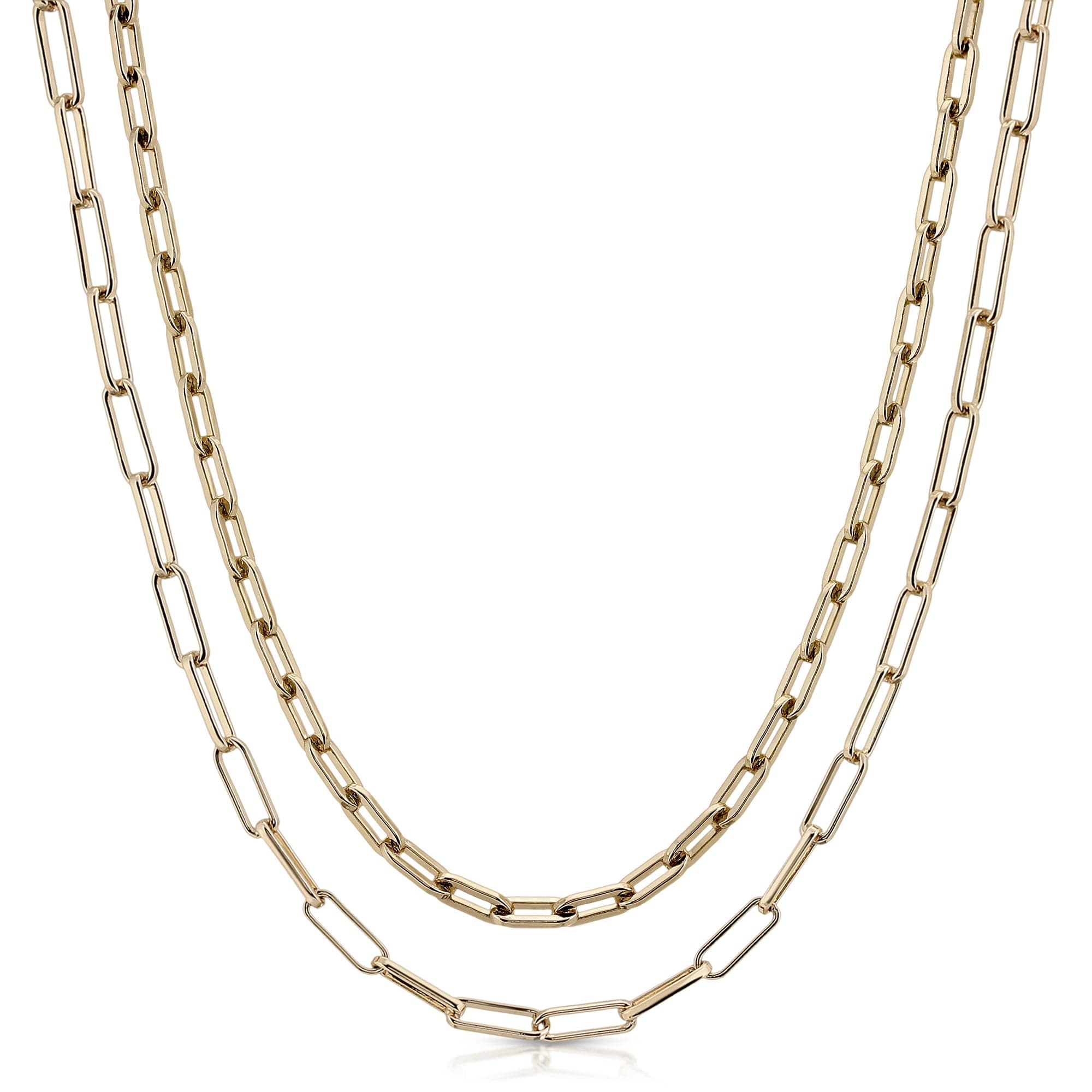Double Medium & Elongated Link Chain Necklace