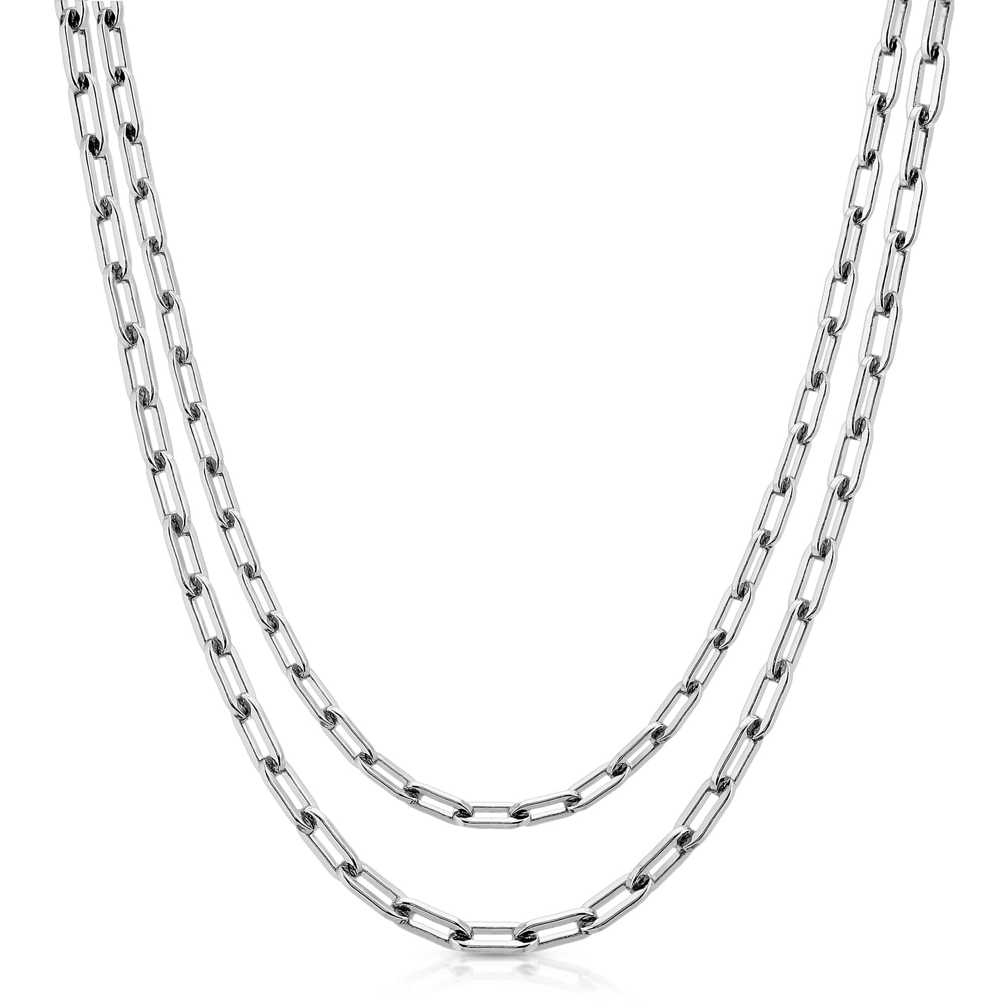 Silver Double Medium Link Chain Necklace