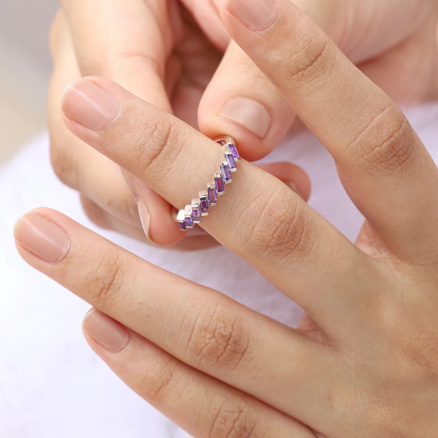 Claire Amethyst Tapered Multi Baguette Ring