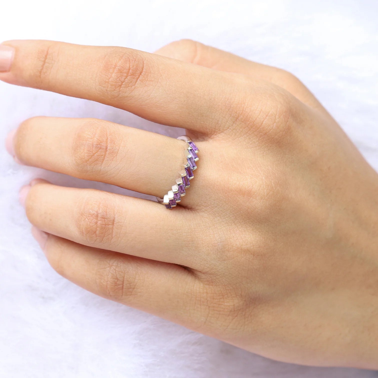 Claire Amethyst Tapered Multi Baguette Ring