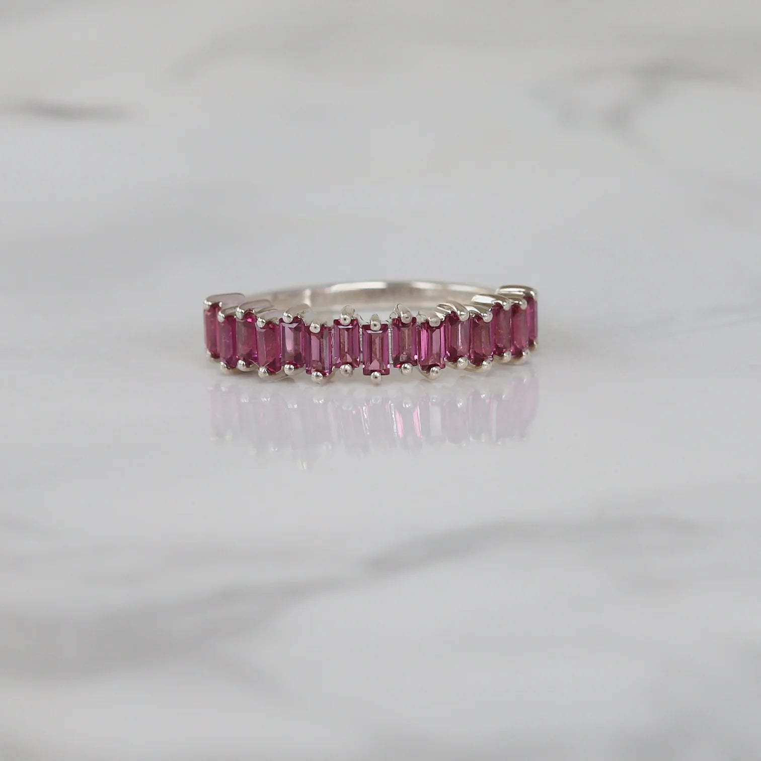 Leila Pink Garnet Tapered Multi Baguette Ring