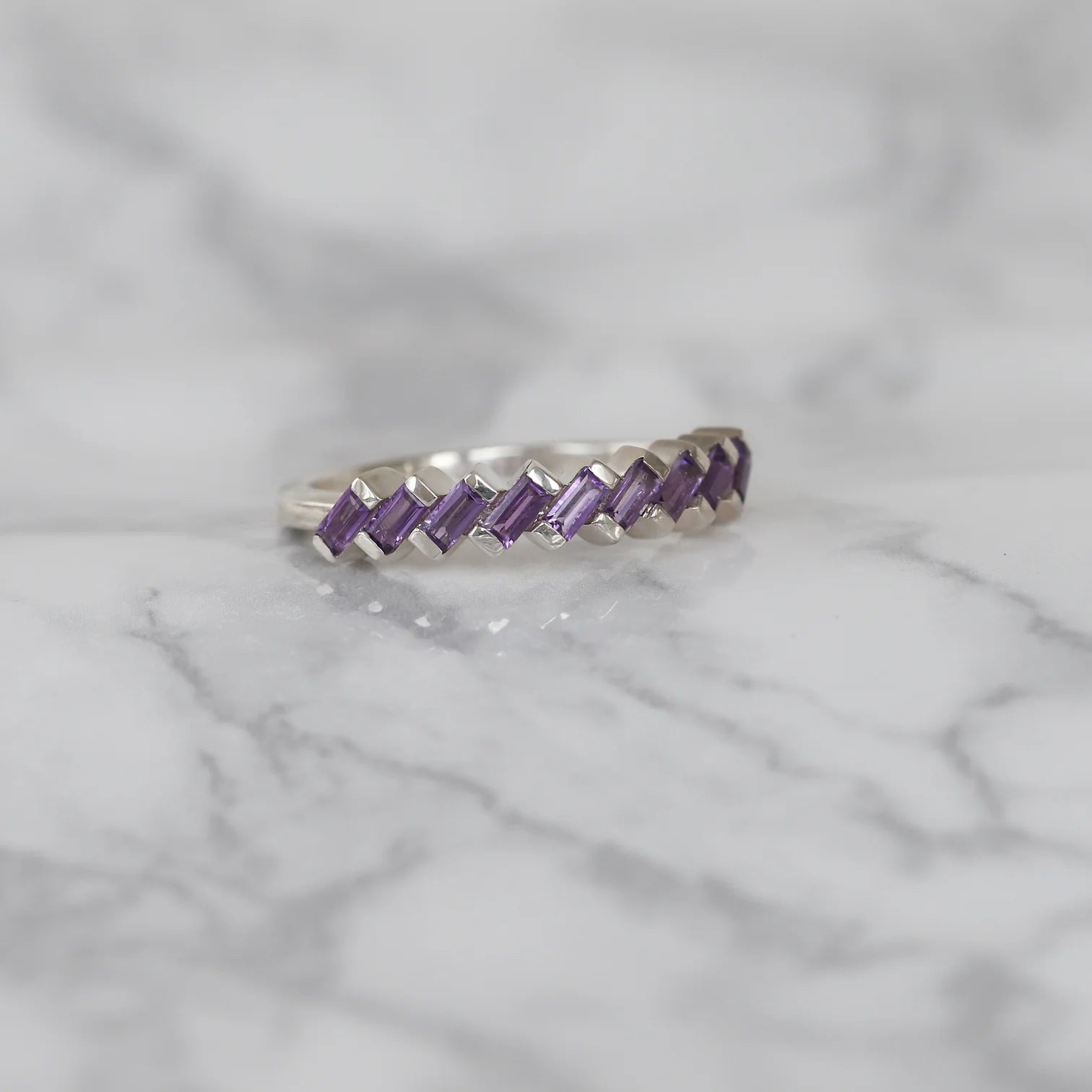 Claire Amethyst Tapered Multi Baguette Ring