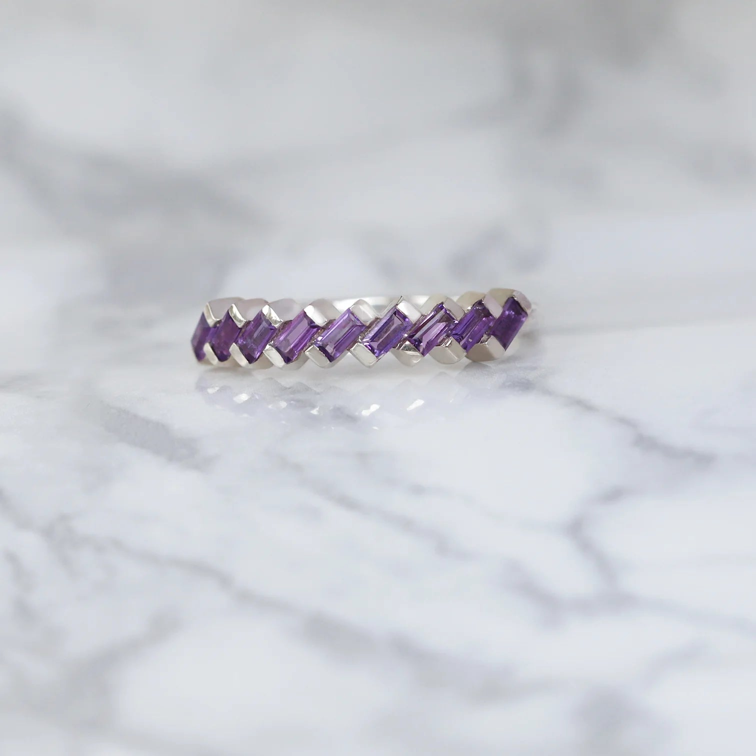 Claire Amethyst Tapered Multi Baguette Ring