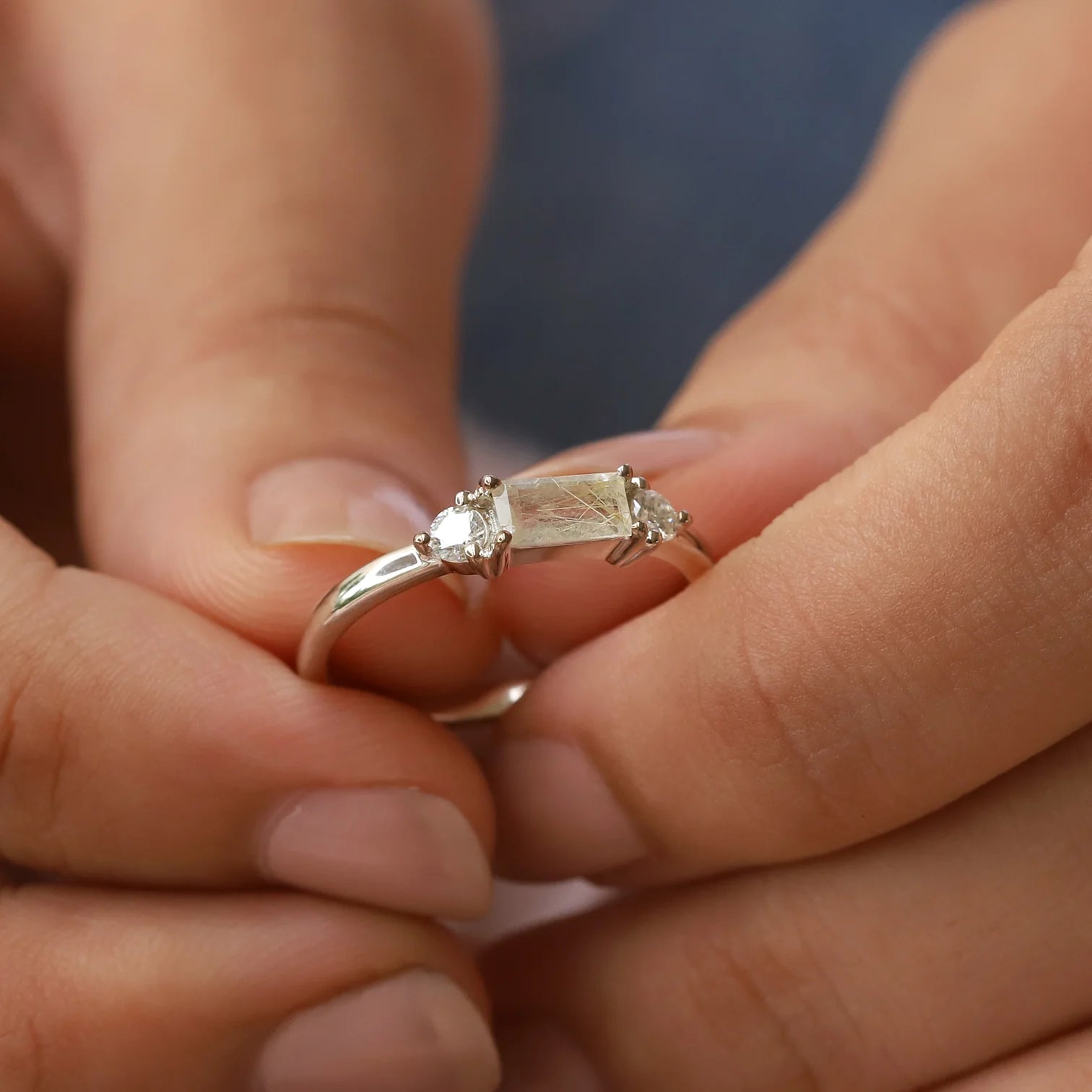 Malia Golden Rutile Quartz Baguette Ring