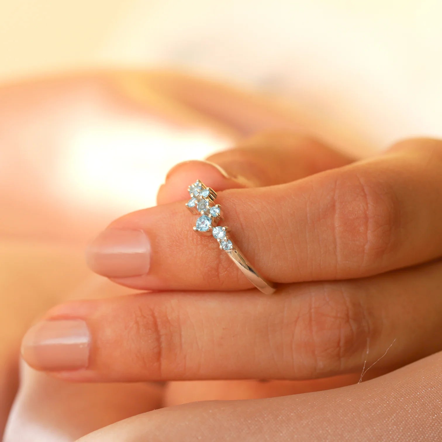 Nova Swiss Blue Topaz Cluster Ring