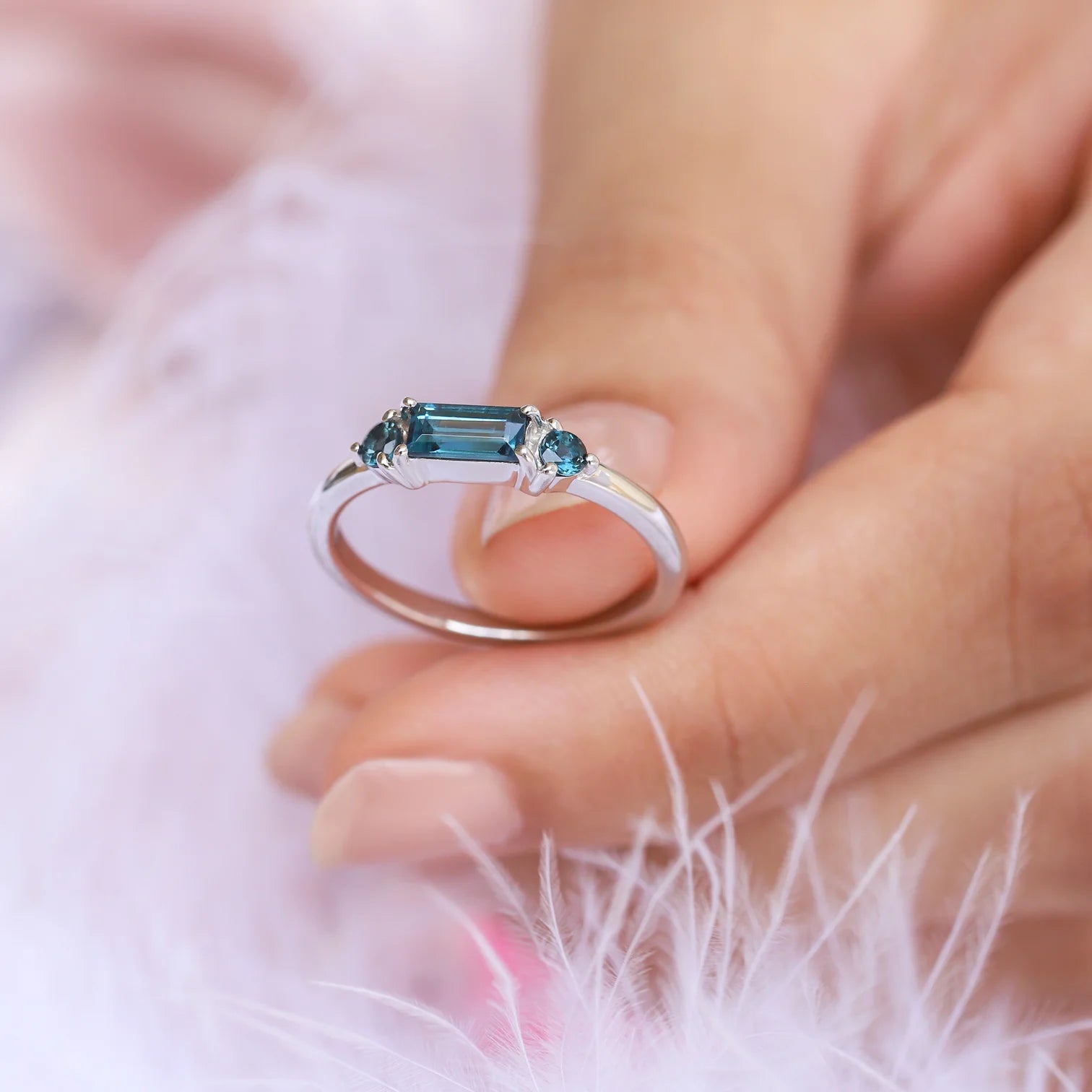 Ellen London Blue Topaz Baguette Ring