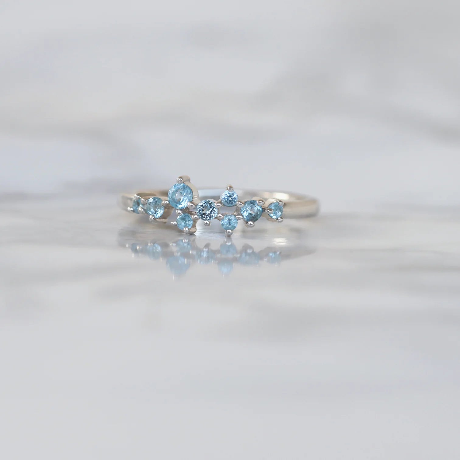 Nova Swiss Blue Topaz Cluster Ring