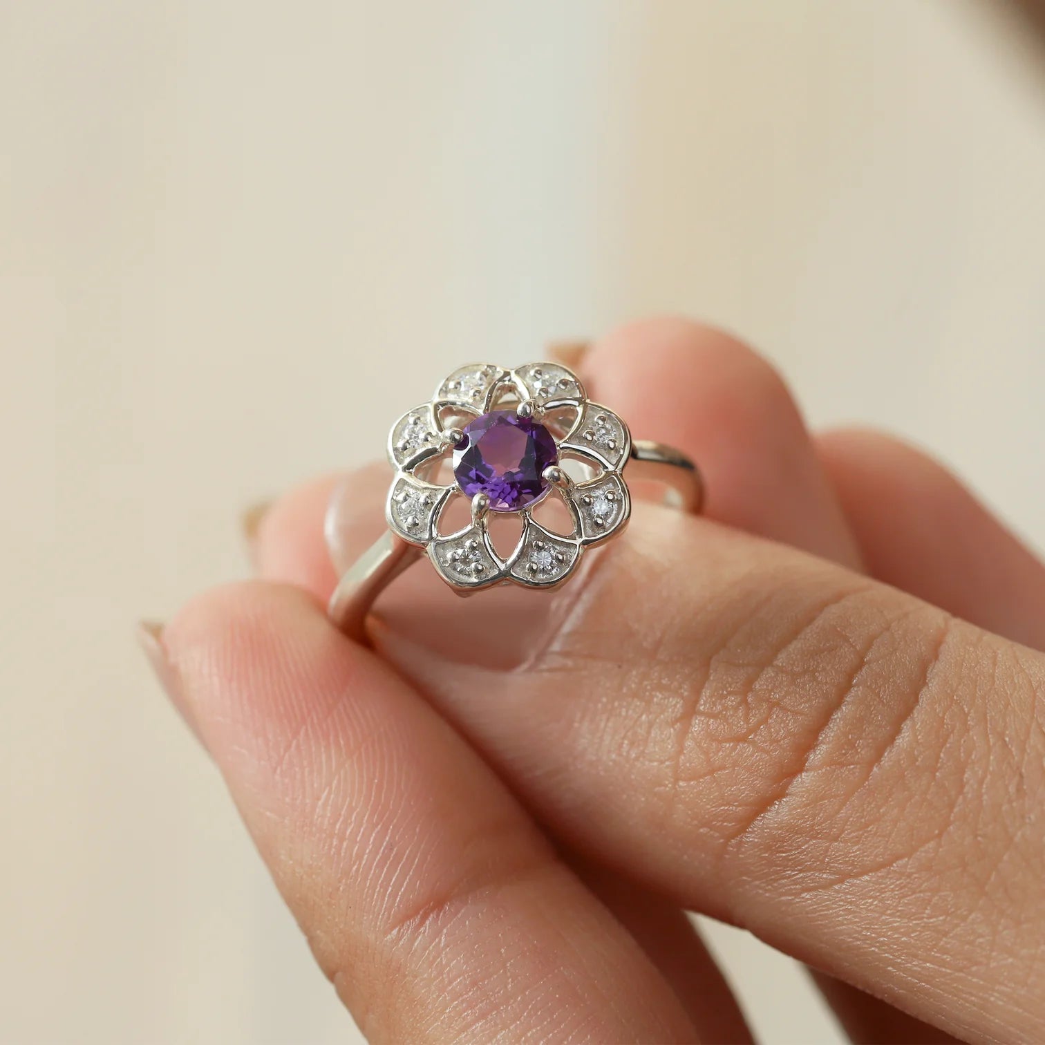 Roma Amethyst Ring with Moissanite