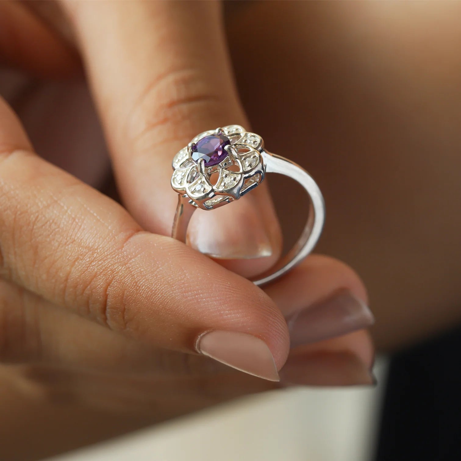 Roma Amethyst Ring with Moissanite