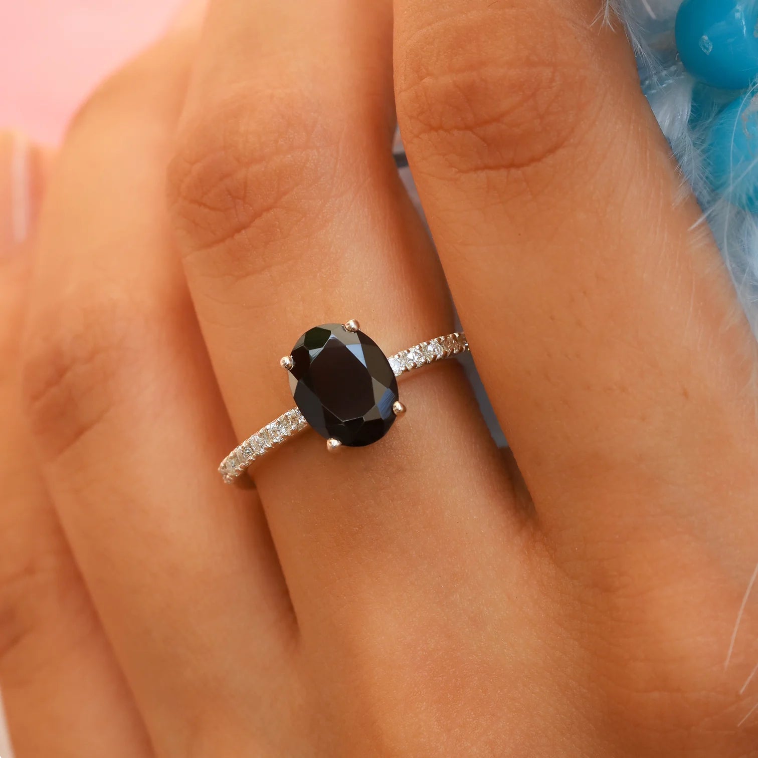 Drew Black Spinel Ring with Moissanites Ring