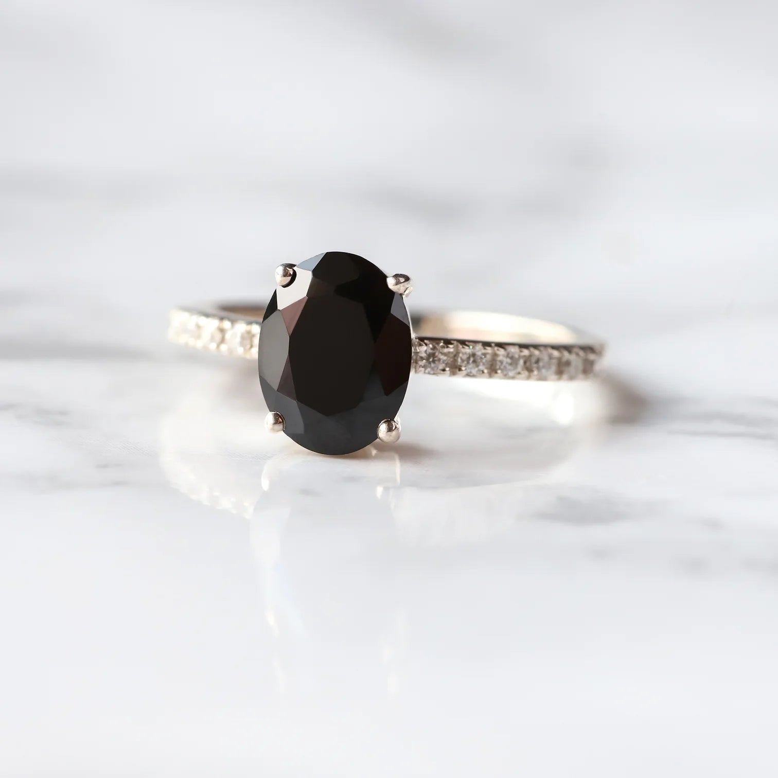 Drew Black Spinel Ring with Moissanites Ring