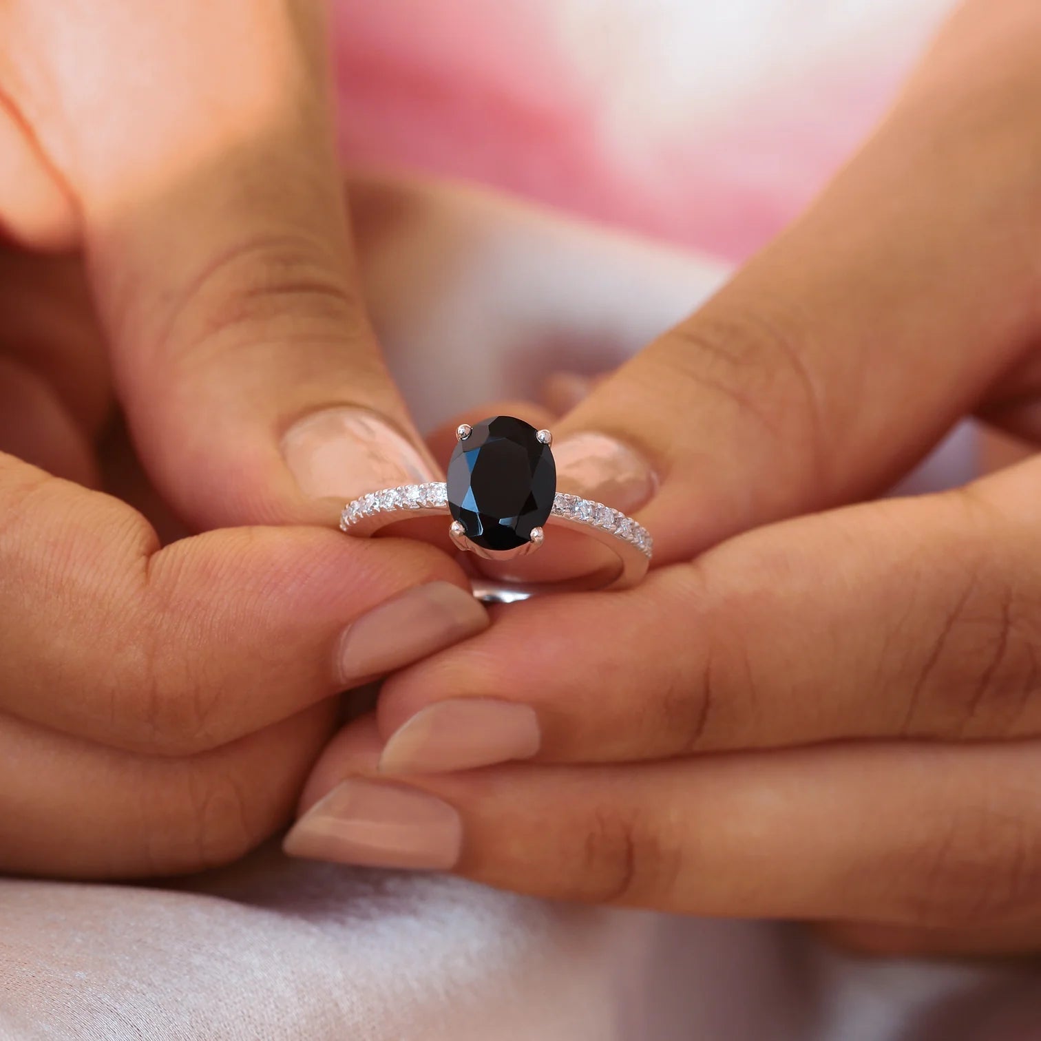 Drew Black Spinel Ring with Moissanites Ring