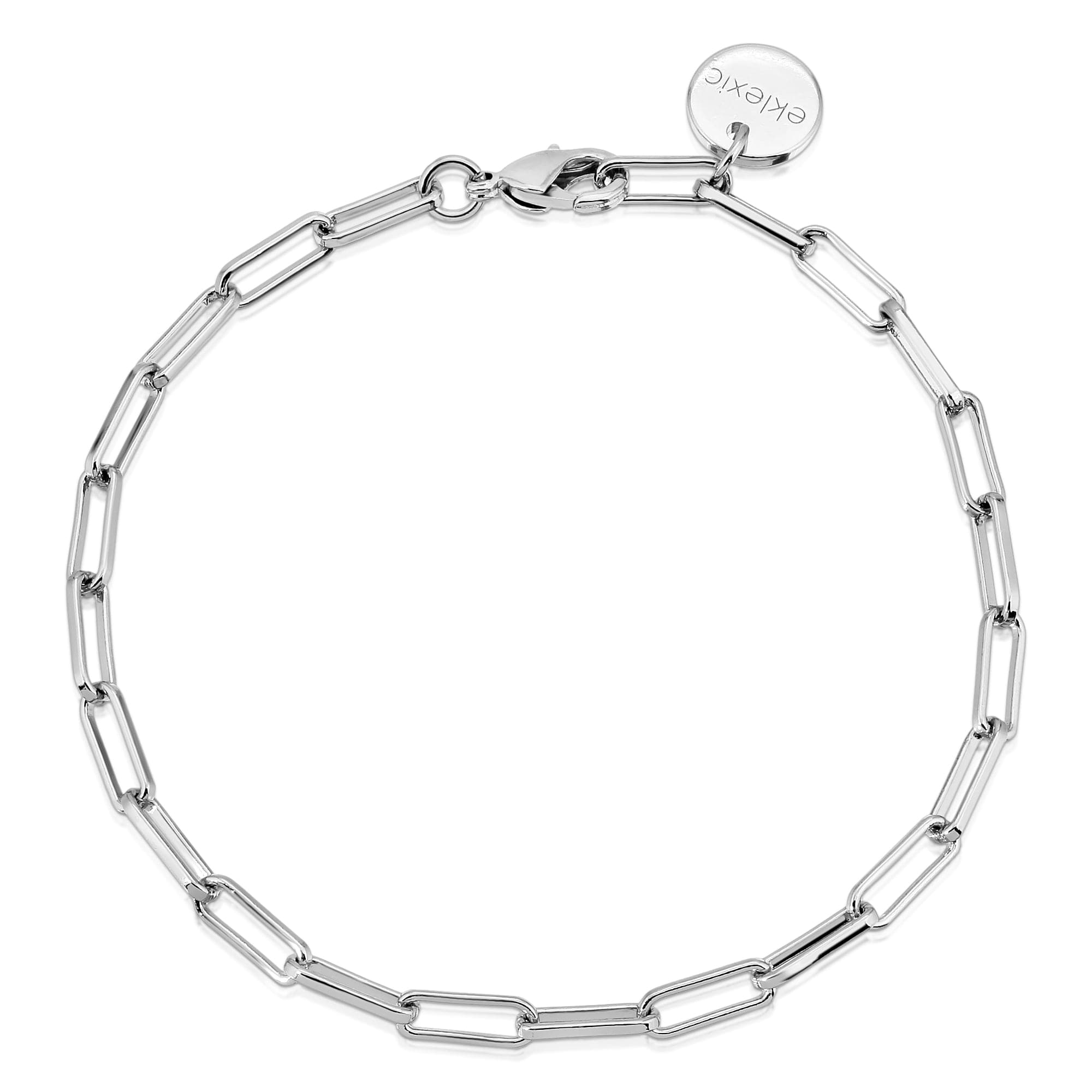 Silver Elongated Link Chain Anklet