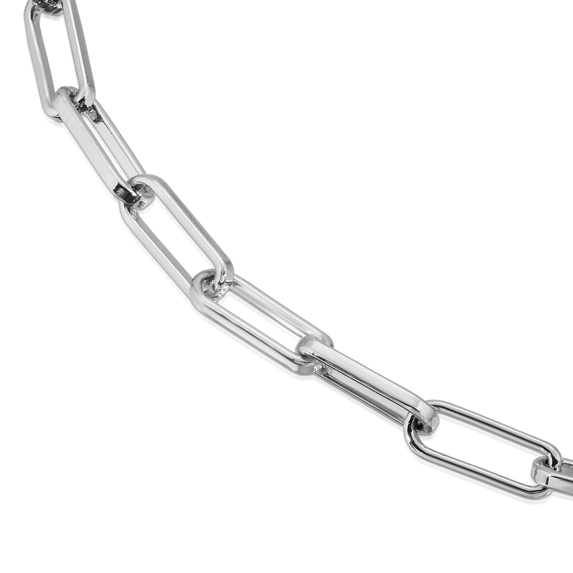 Silver Double Elongated Link Chain Necklace