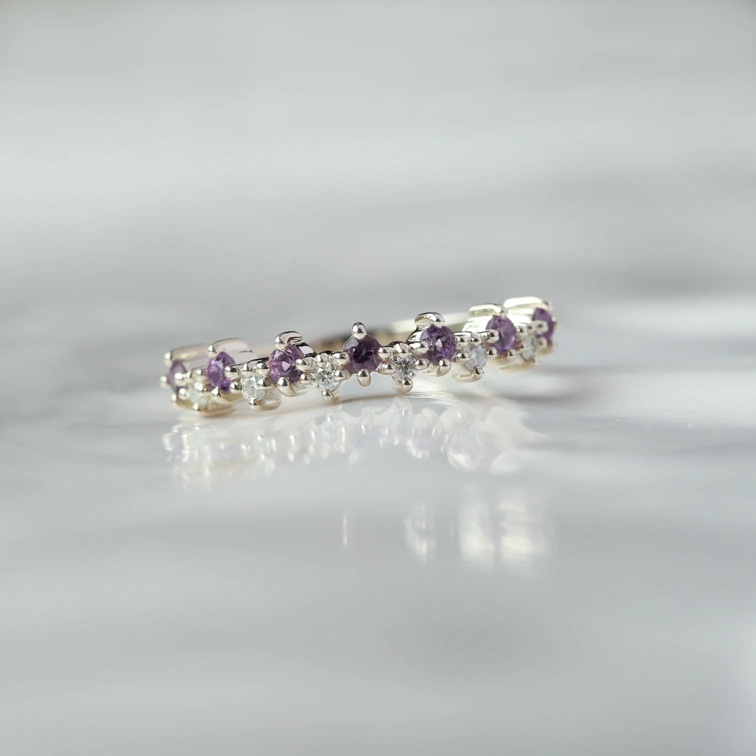 Ines Amethyst and Moissanite Stacking Ring