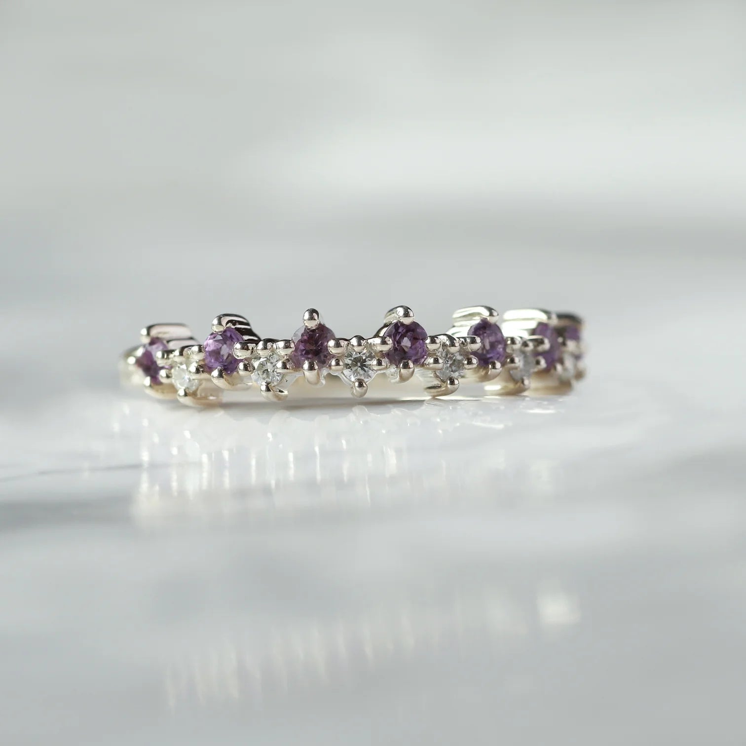 Ines Amethyst and Moissanite Stacking Ring