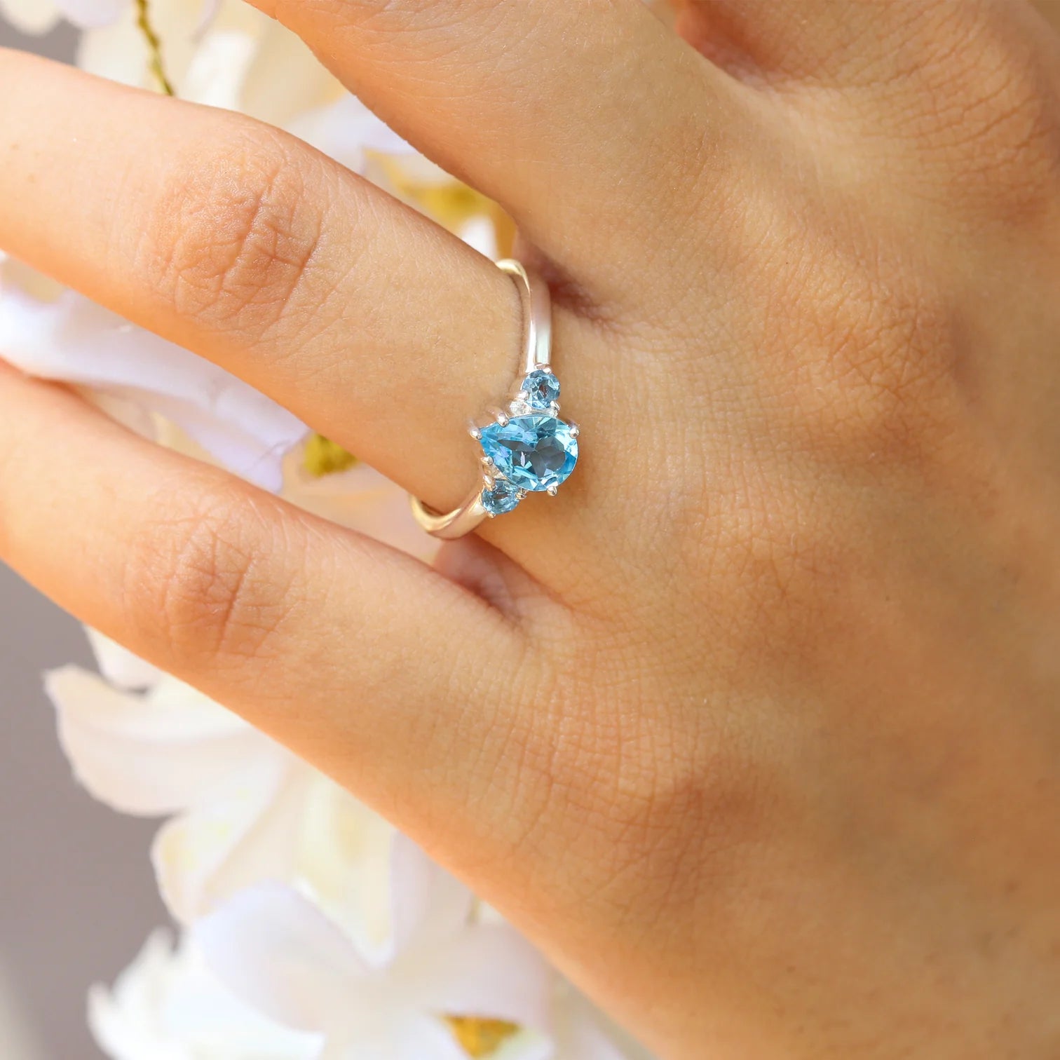 Sienna Pear Swiss Blue Topaz Ring