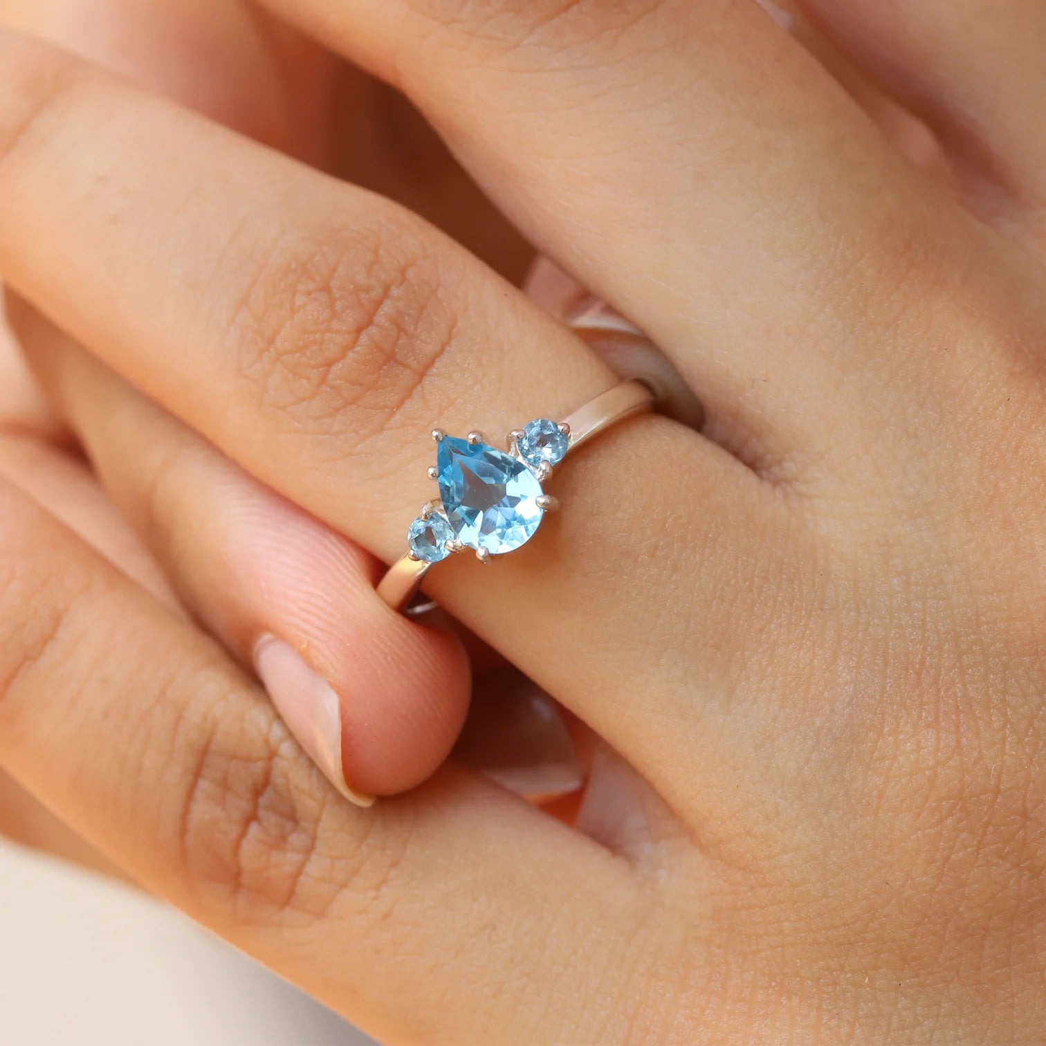 Sienna Pear Swiss Blue Topaz Ring