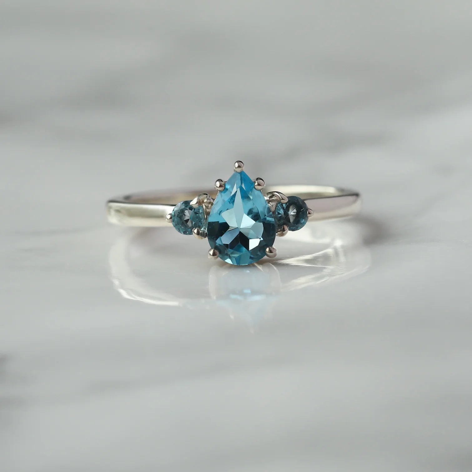 Sienna Pear Swiss Blue Topaz Ring