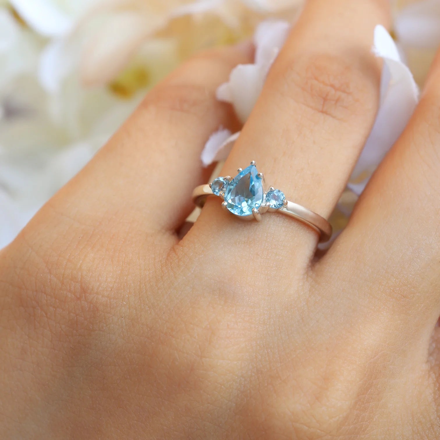 Sienna Pear Swiss Blue Topaz Ring