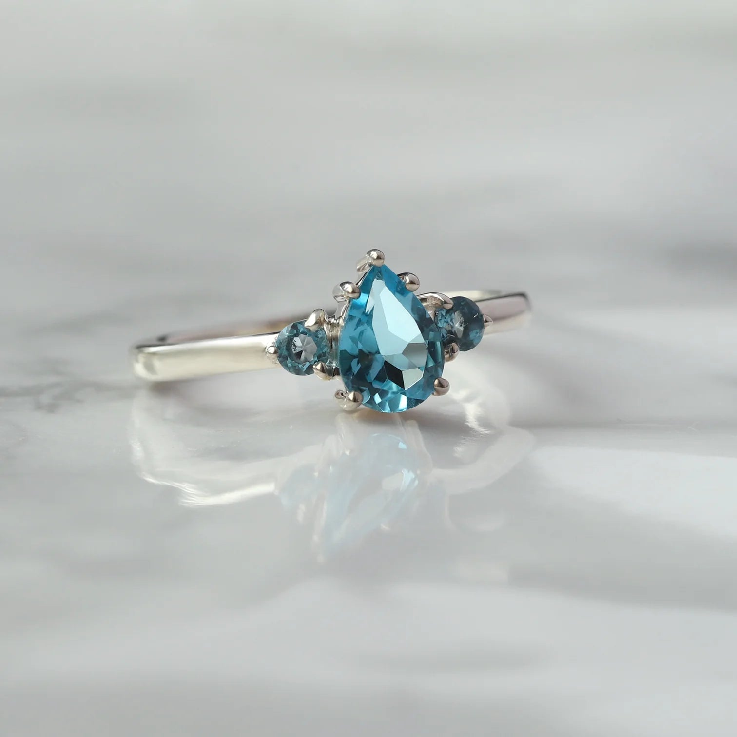 Sienna Pear Swiss Blue Topaz Ring