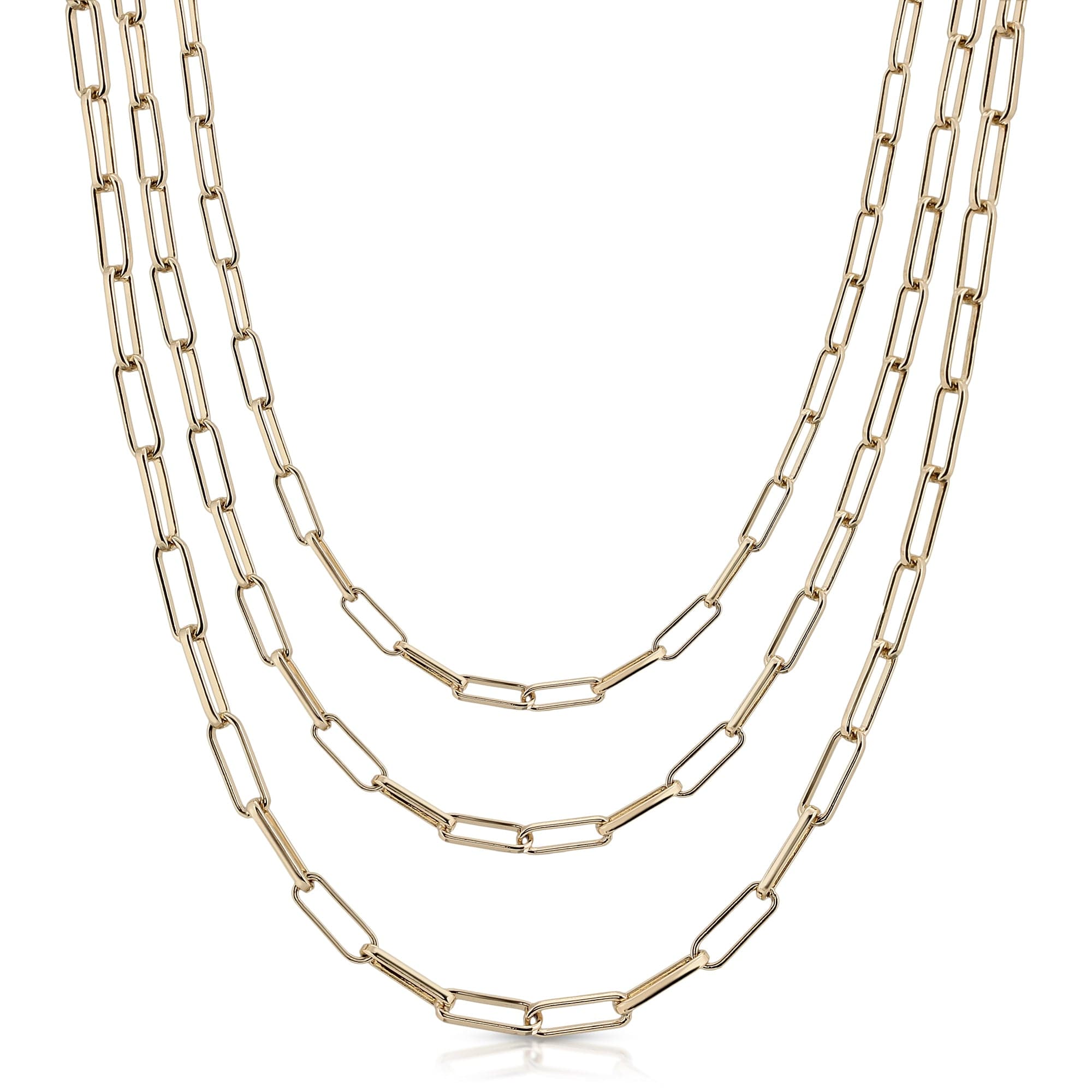 Triple Elongated Link Chain Necklace