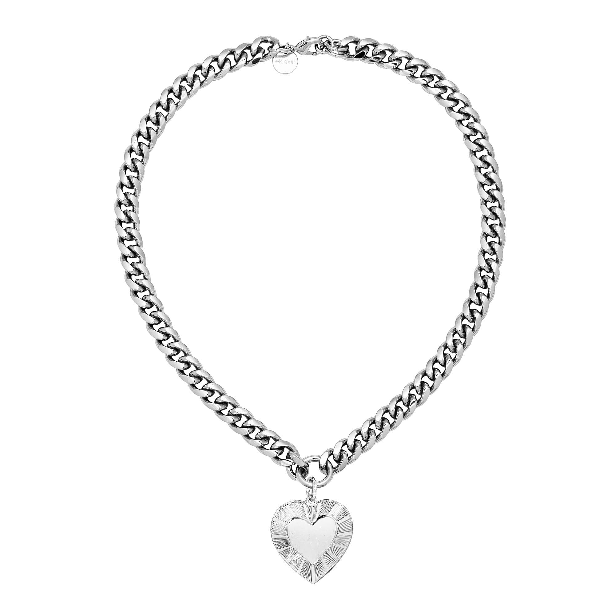 Curb Chain & Heart Pendant Necklace