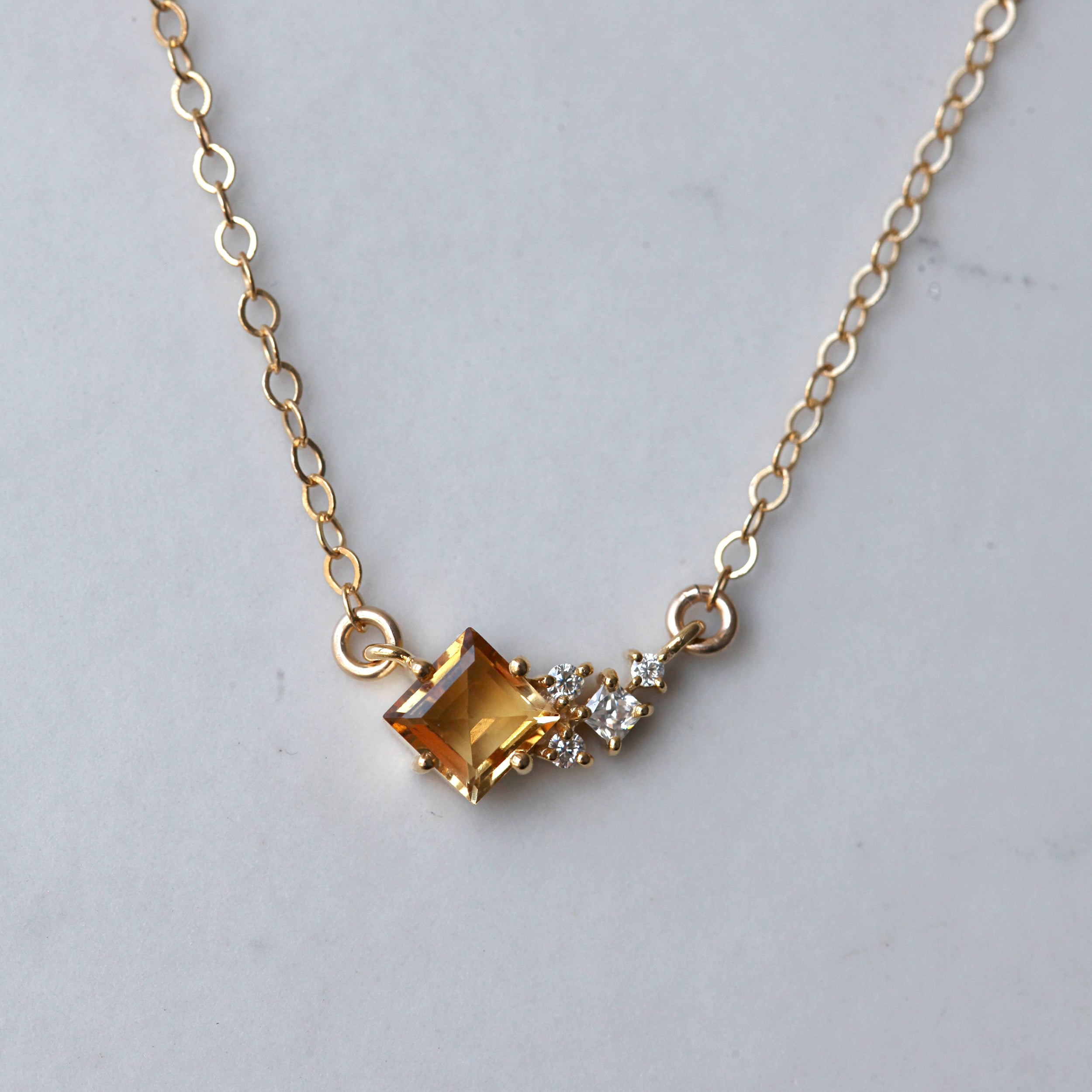 Erica Citrine Cluster Necklace with Moissanite
