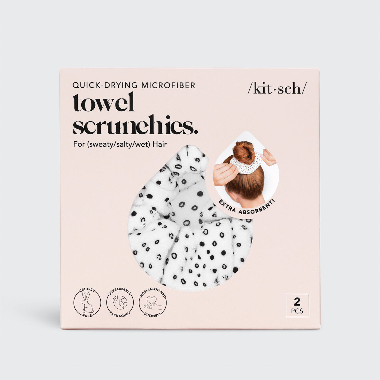Microfiber Quick-Dry Towel Scrunchies 2pc - Micro Dot
