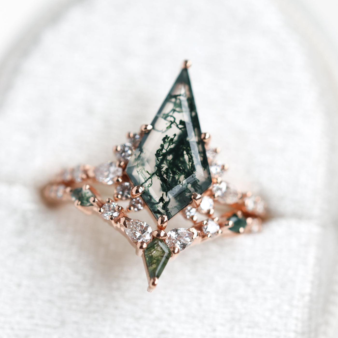 Abigail Kite Moss Agate and Diamond Ring Set