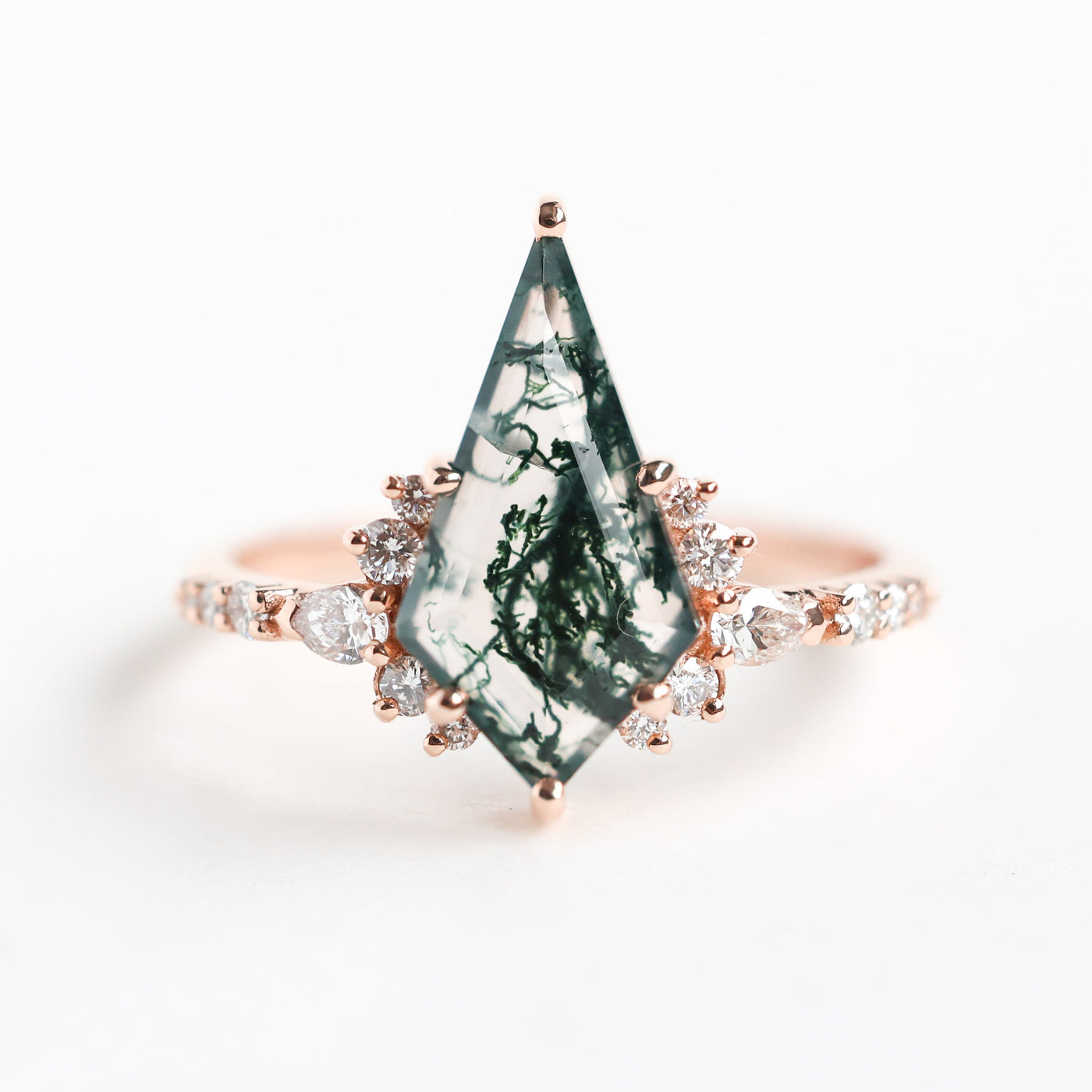 Abigail Kite Moss Agate and Diamond Ring Set