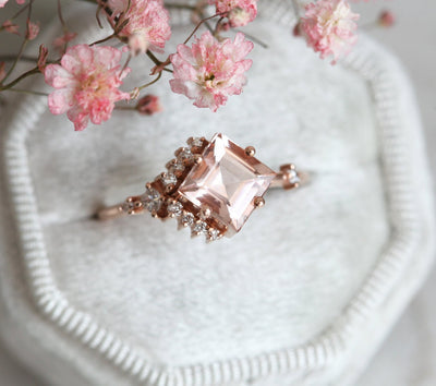 Aria Peach Morganite & Diamond Cluster Ring