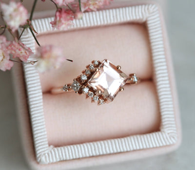 Aria Peach Morganite & Diamond Cluster Ring