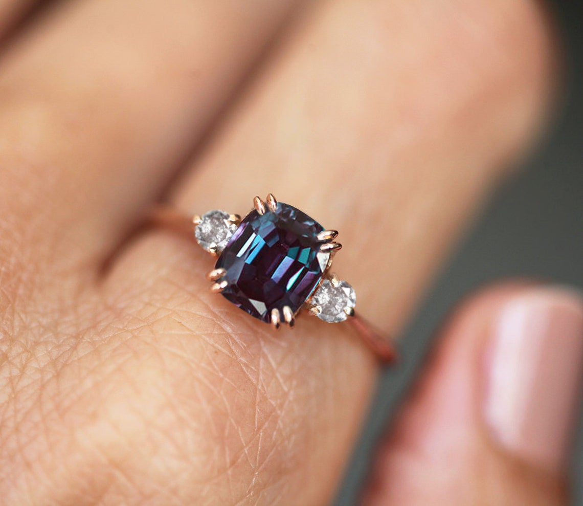 Alma Cushion Alexandrite Ring