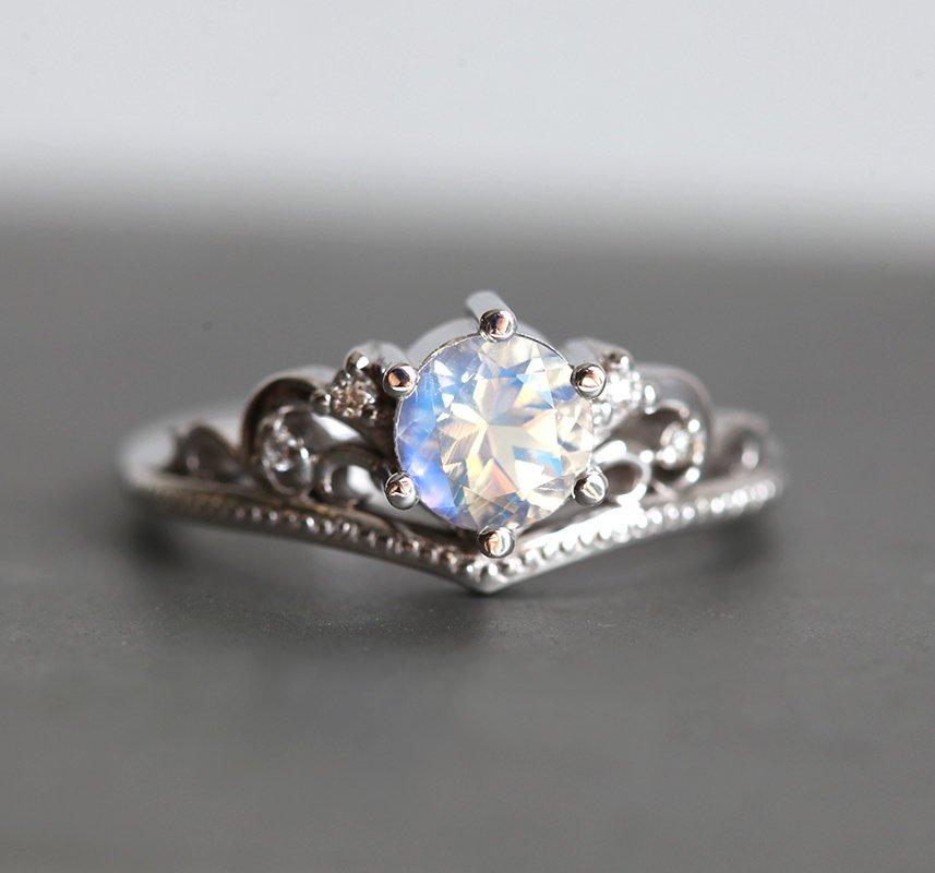 Bella Vintage-Inspired Moonstone Engagement Ring