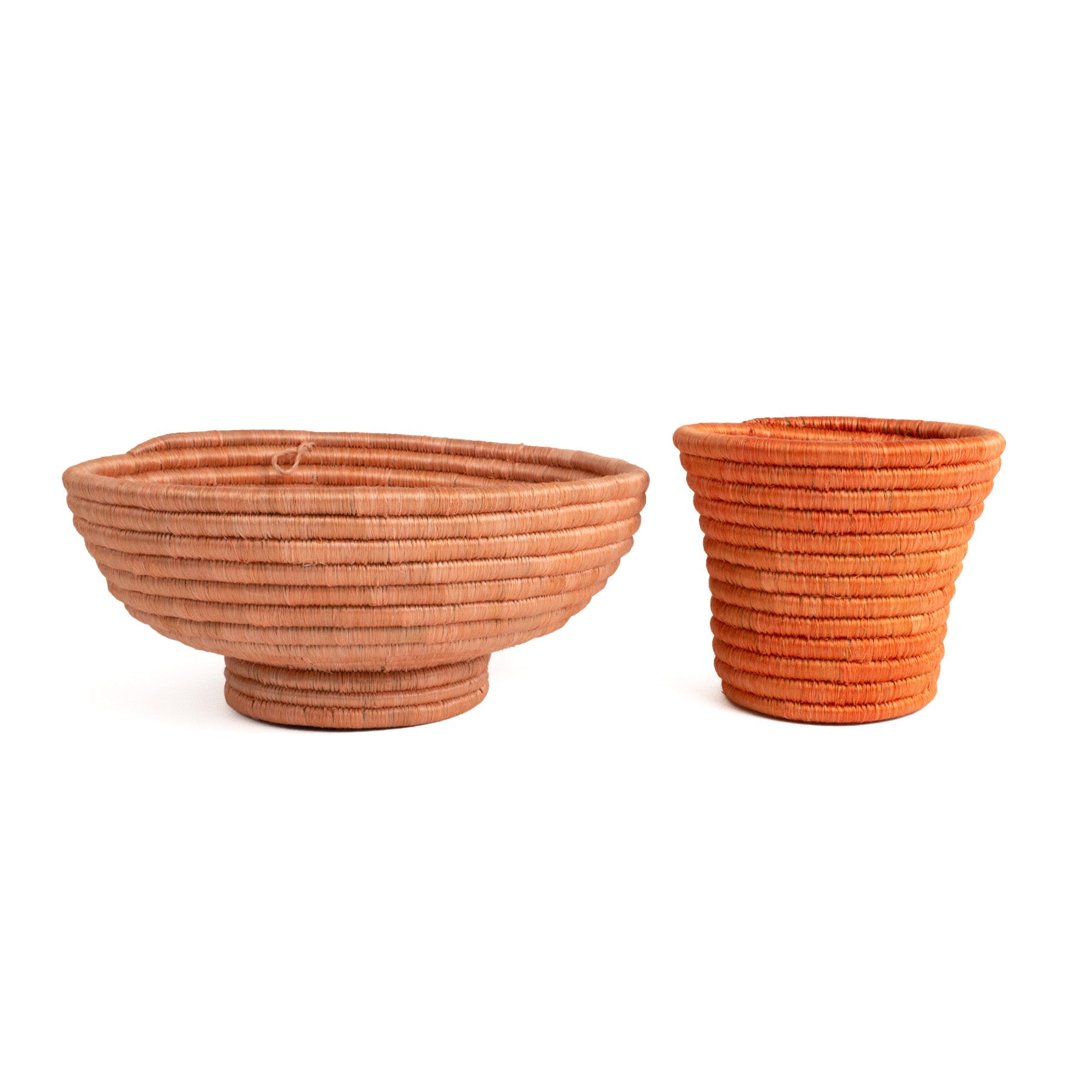 Seratonia Pedestal Bowl + Planter Set - Coral + Peach
