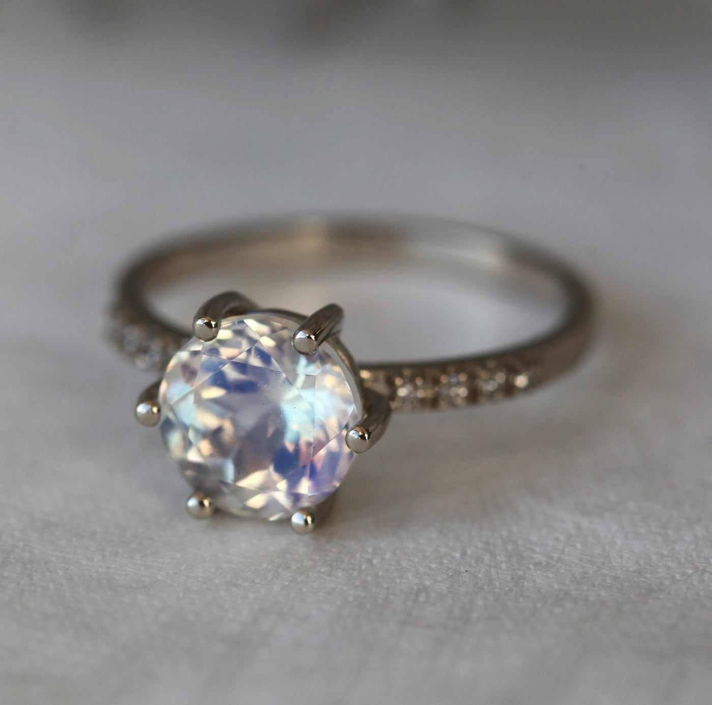 Calvin Rainbow Moonstone Diamond Ring