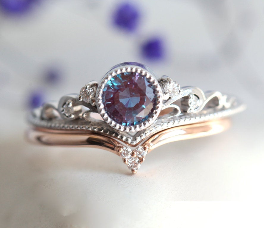 Erica Alexandrite & Diamond Ring Set