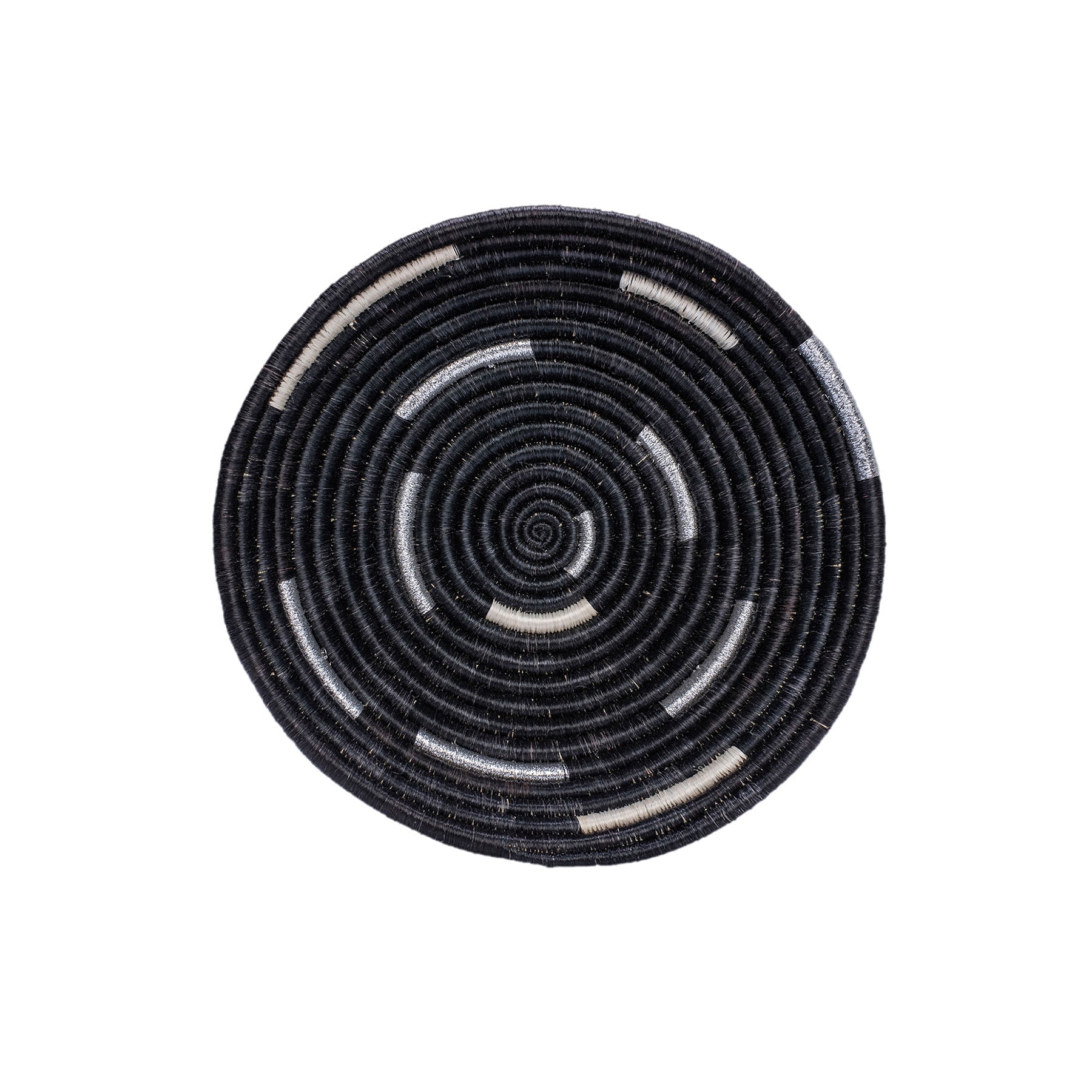 10" Medium Silver Black Spiral Round Basket