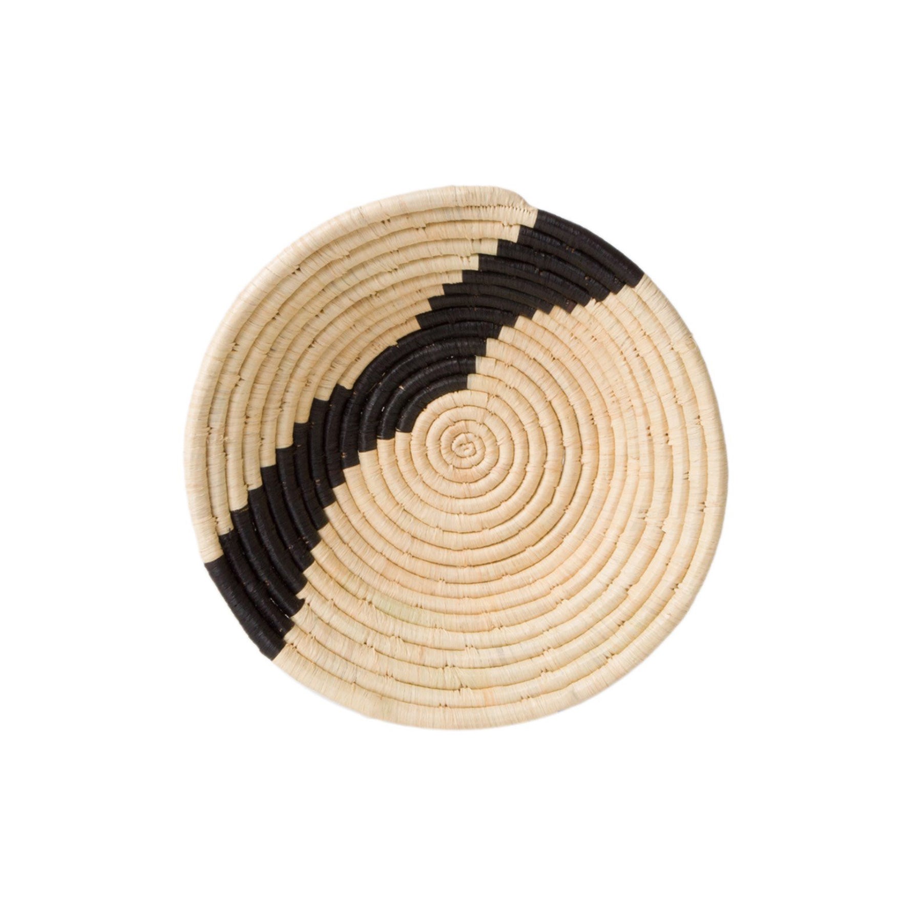 10" Medium Striped Black & Natural Round Basket