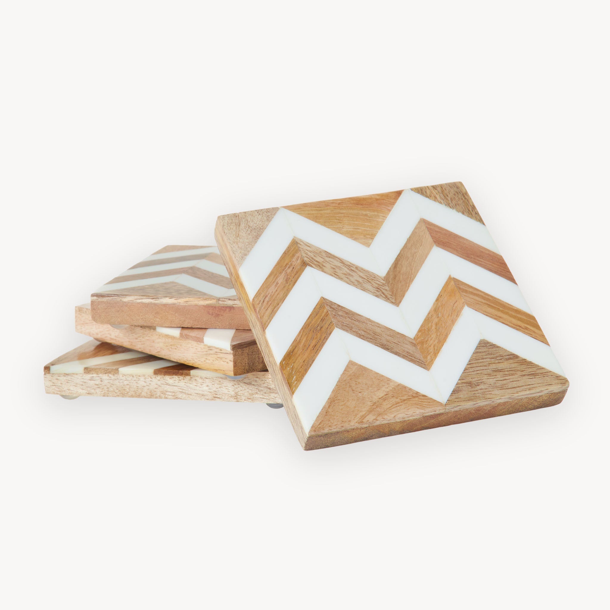 Wooden Coaster with Resin Finish - Set of 4
