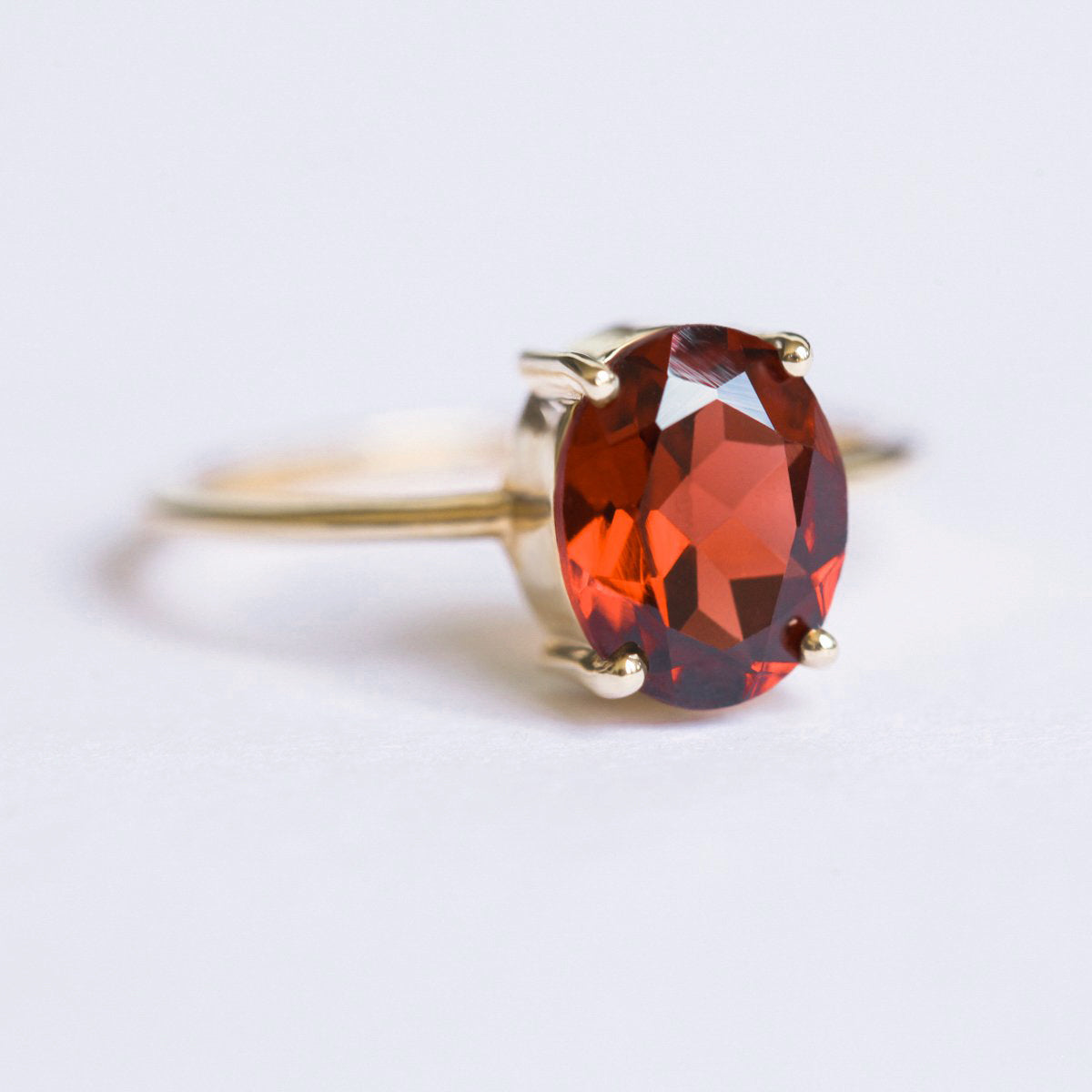 Blake Oval Garnet Solitaire Ring