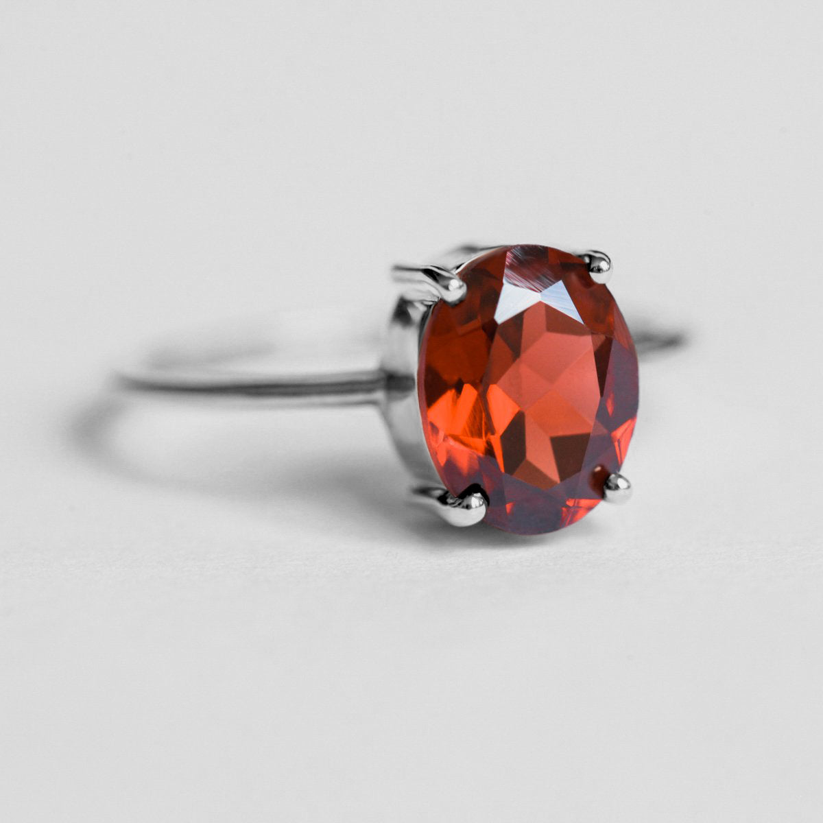 Blake Oval Garnet Solitaire Ring