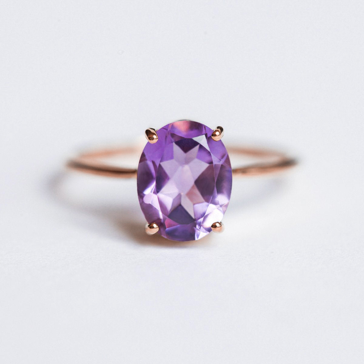 Blake Oval Amethyst Solitaire Ring