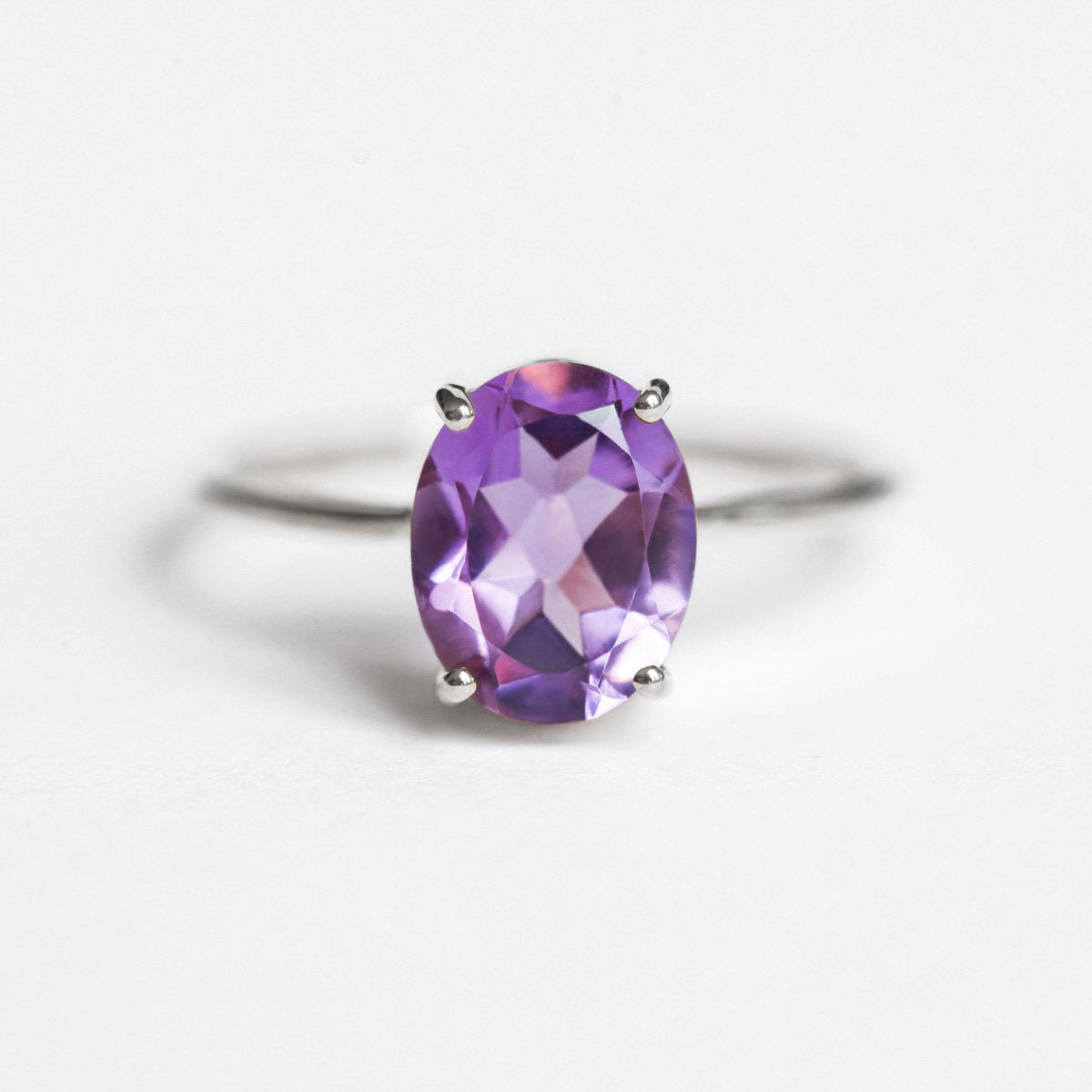 Blake Oval Amethyst Solitaire Ring