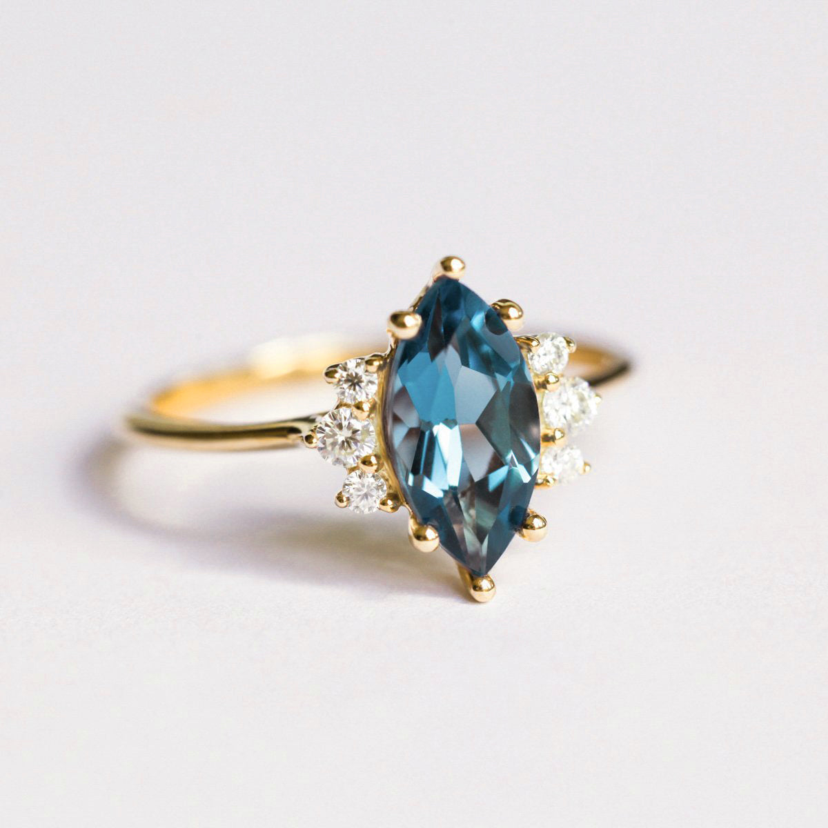 Sophia Marquise cut London Blue Topaz Ring